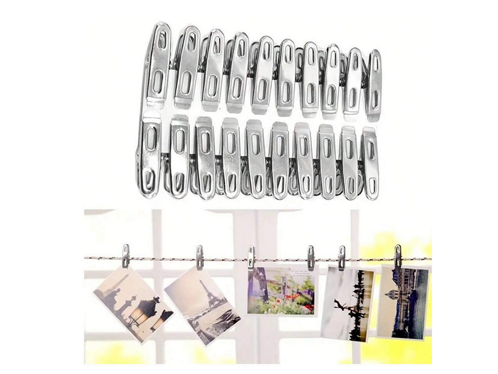 Drēbju klipši, veļas klipši, 20 gab., metāla vardes, stipras