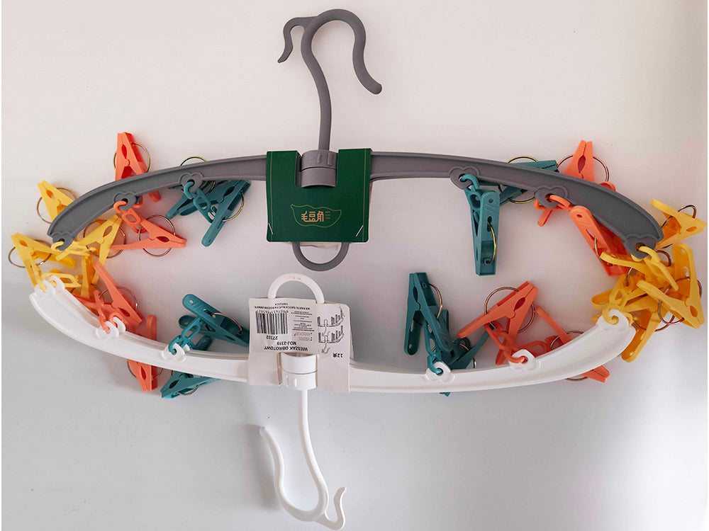 Zeķu žāvētāja apakšveļas pakaramais statīvs, 12 klipšu komplekts