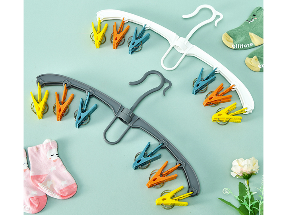 Zeķu žāvētāja apakšveļas pakaramais statīvs, 12 klipšu komplekts