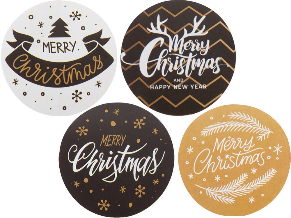 Ziemassvētku dekoratīvās uzlīmes 500 gabalu rullī "Priecīgus Ziemassvētkus"