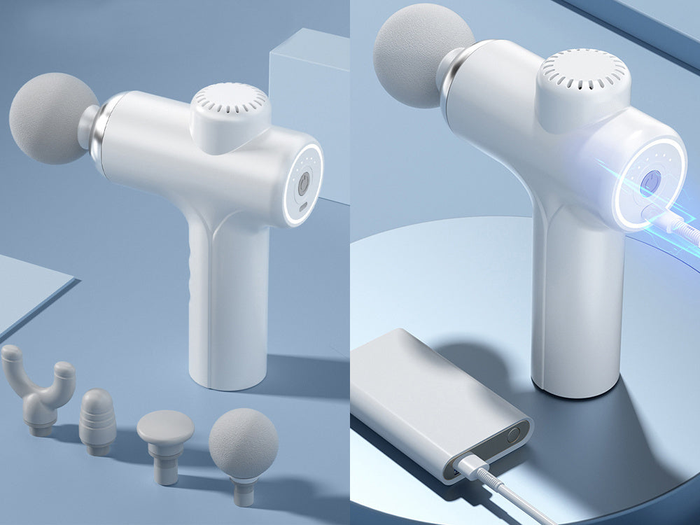 Muguras masāžas pistoles ķermeņa kāju masieris spēcīgs masāžas pistoles 4 uzgaļi