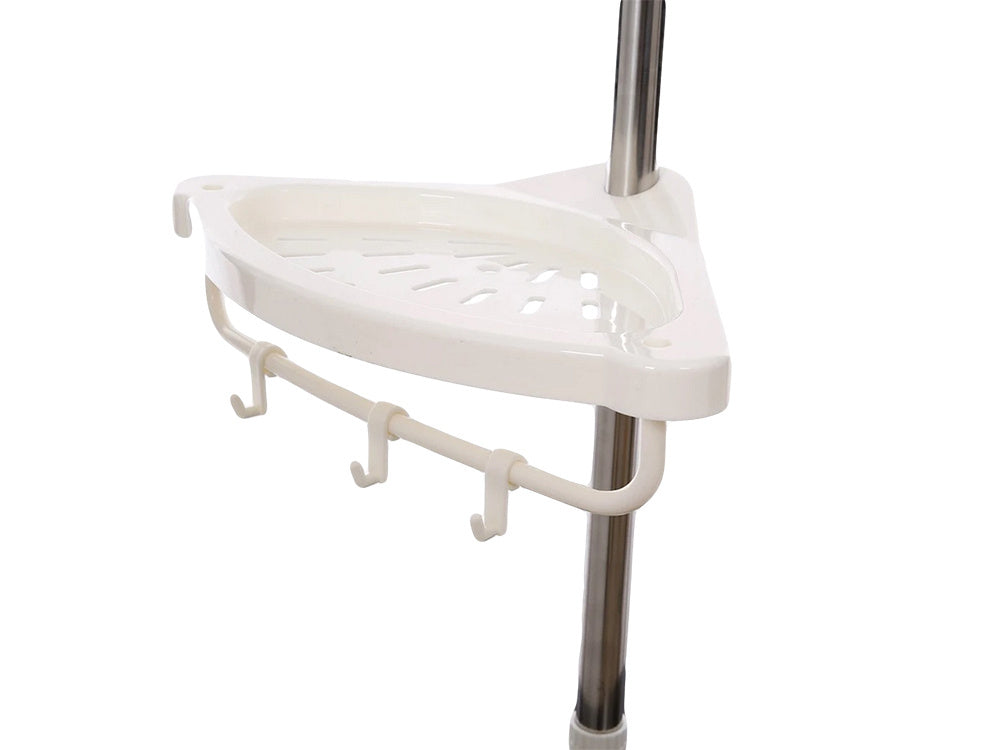 Vannas istabas stūra plaukts vannas dušai, teleskopisks, balts plaukts, 4 līmeņi