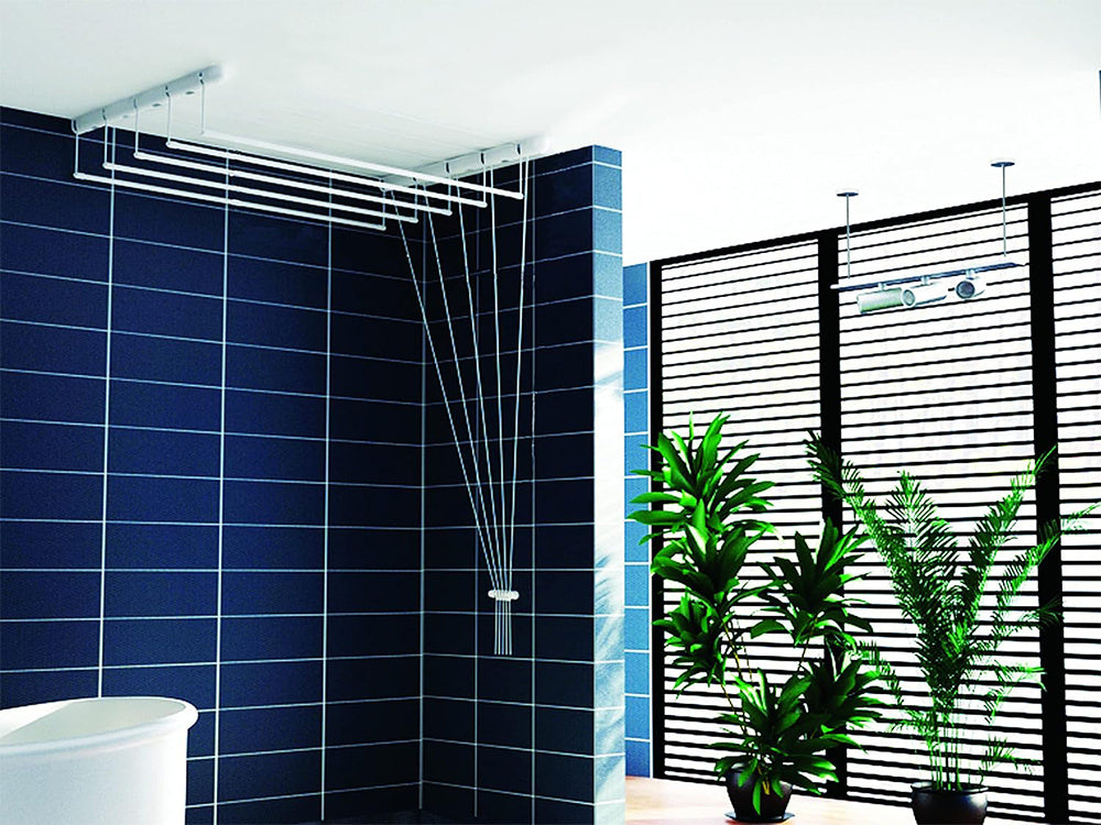 Griestu veļas žāvētājs 5 stieņi 180 cm vannas istabas balkons