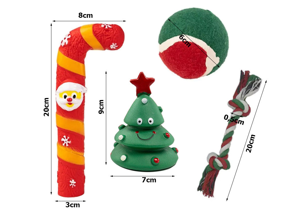 Suņu rotaļlietu komplekts, suņu košļājamās rotaļlietas, 4 gab., jauktas dāvanas, Ziemassvētku rotaļlietas