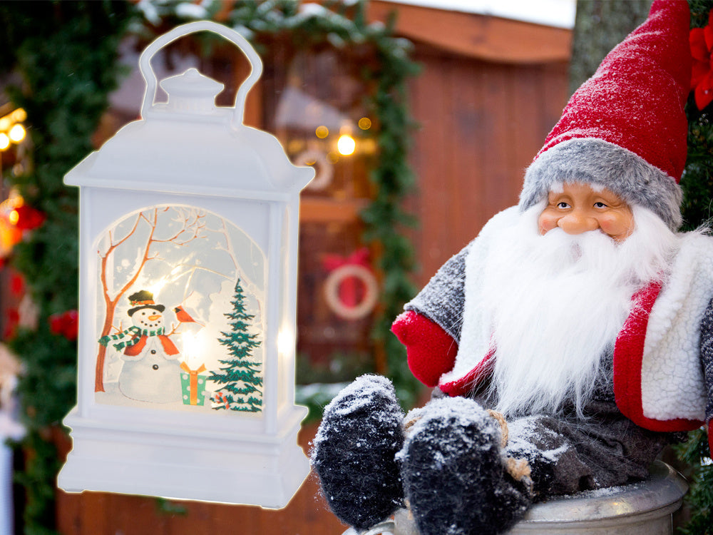 Ziemassvētku laternas laternas dekorācija LED dekorācija vitrāžas sniegavīra laterna