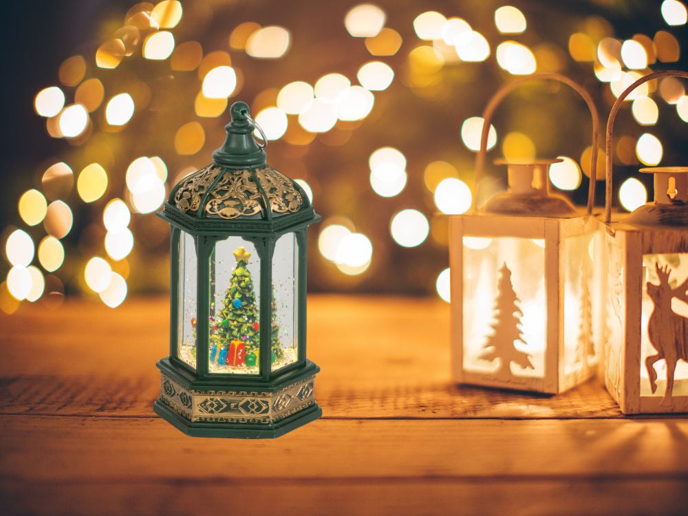 LED laternas Ziemassvētku eglītes rotājums ar mirdzumiem