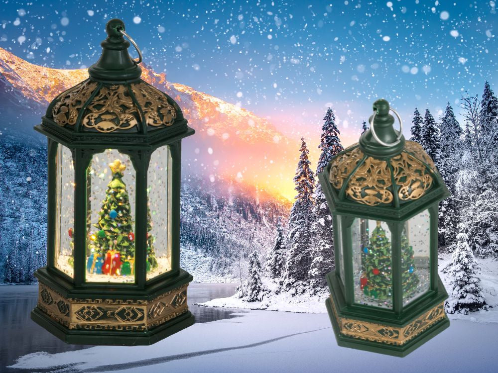 LED laternas Ziemassvētku eglītes rotājums ar mirdzumiem