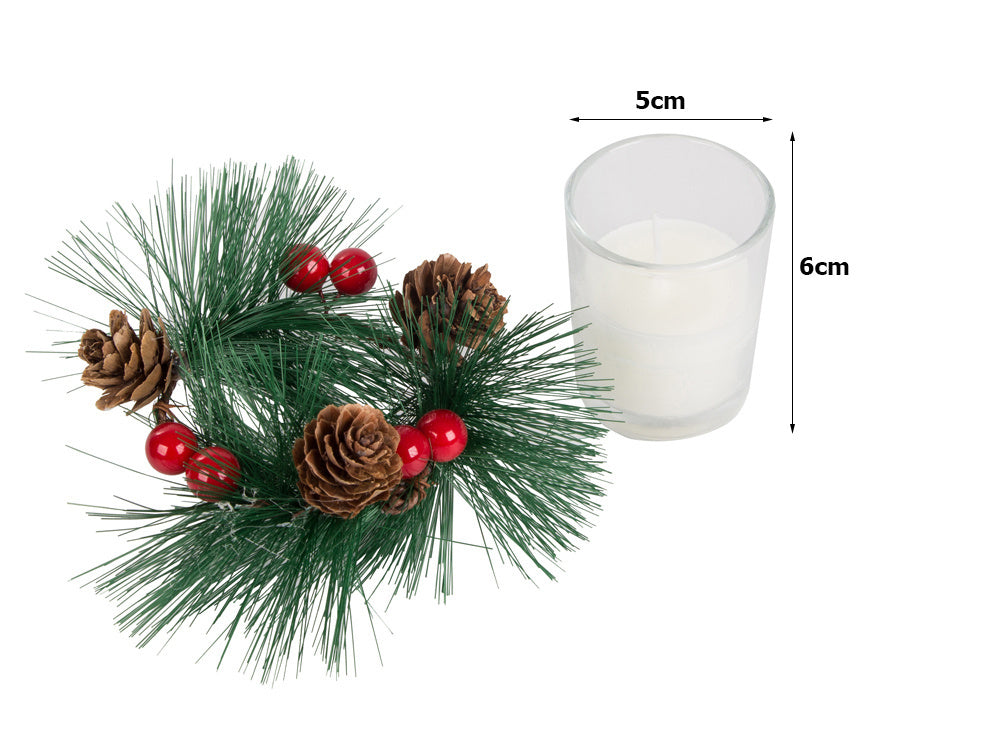 Dekoratīvas sveces stikla sveču vainagu komplektā Ziemassvētkiem, 2 gab.