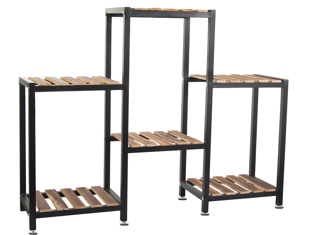 Augsta stāvoša koka puķu dobe ar 3 līmeņiem, grāmatu plaukts