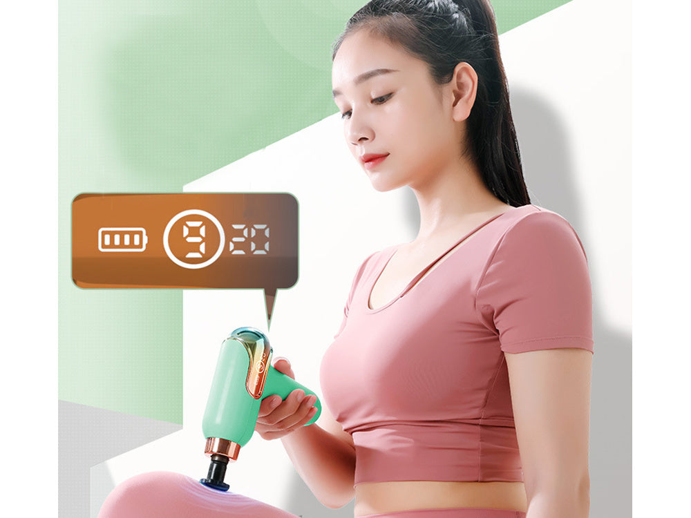 Mini masāžas pistole, jaudīga, pārnēsājama masāžas pistole + 4 uzgaļi