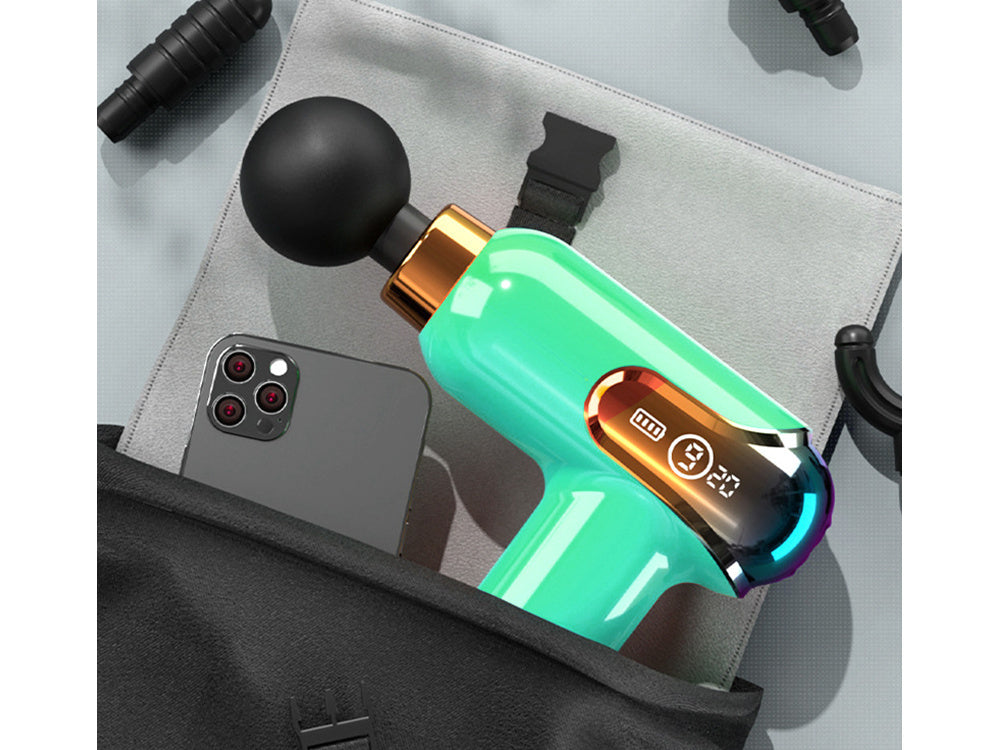 Mini masāžas pistole, jaudīga, pārnēsājama masāžas pistole + 4 uzgaļi