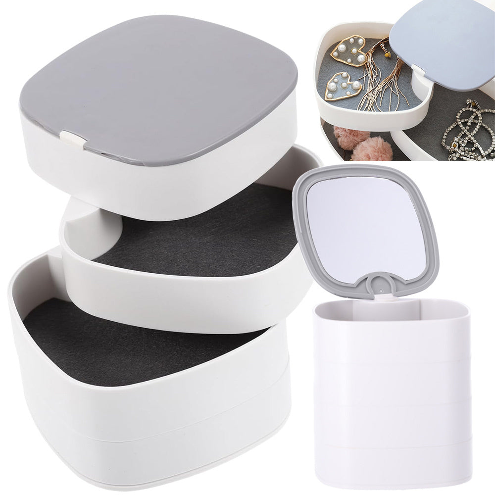 kosmētikas organizators rotaslietu maciņš ar spoguli, 4 līmeņi