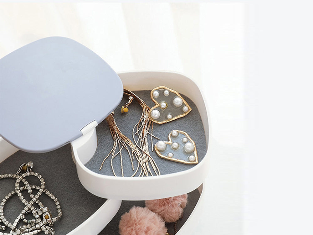 kosmētikas organizators rotaslietu maciņš ar spoguli, 4 līmeņi