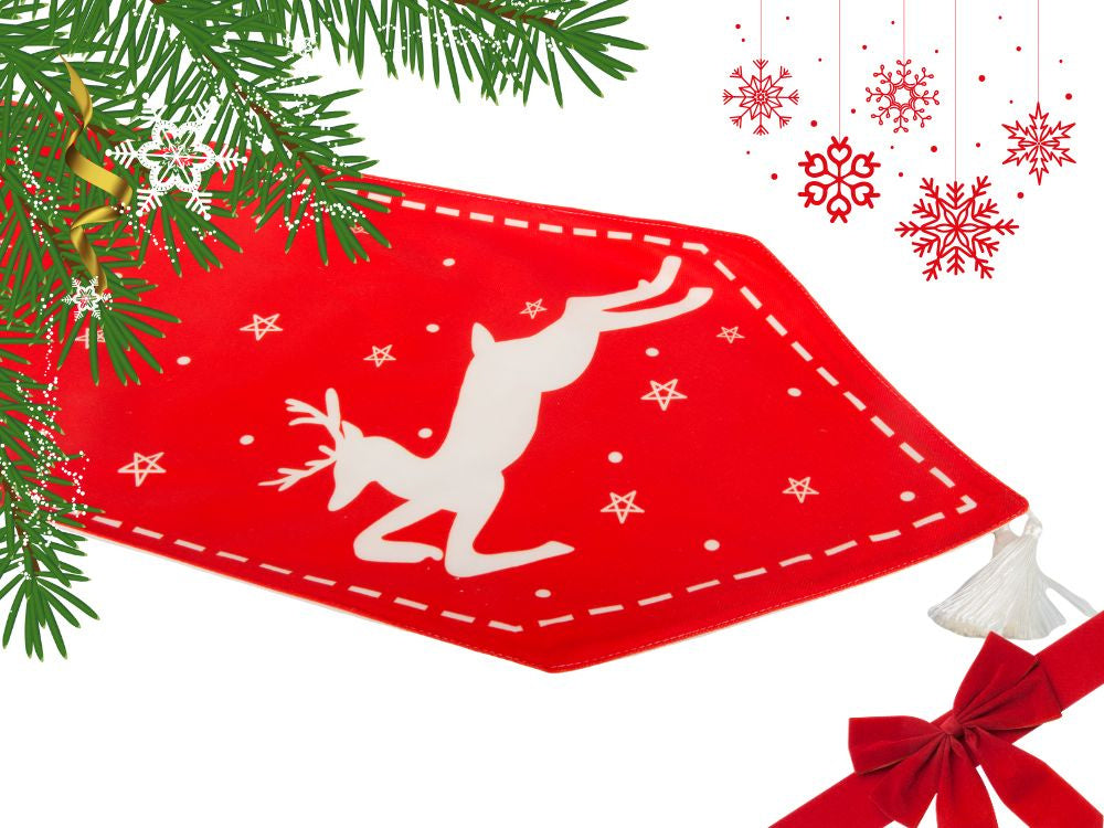 Ziemassvētku galda celiņš ar Ziemassvētku ziemeļbriedi 205x35cm