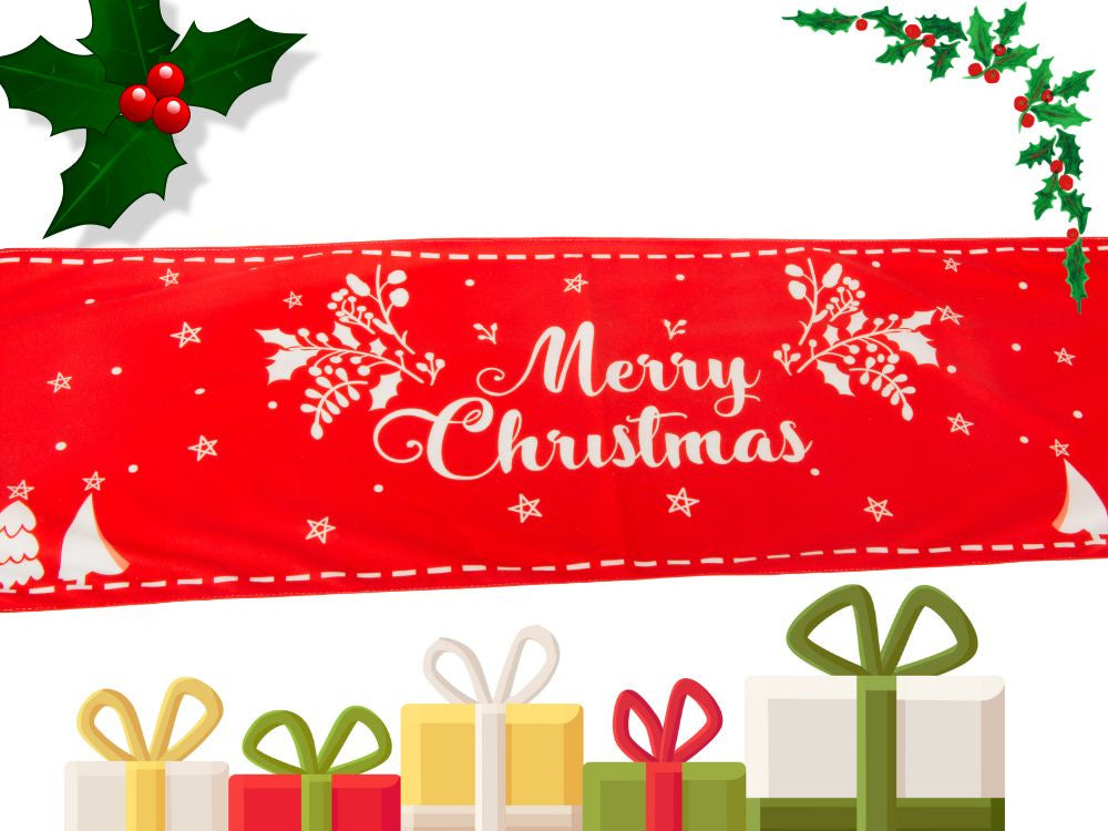 Ziemassvētku galda celiņš ar Ziemassvētku ziemeļbriedi 205x35cm