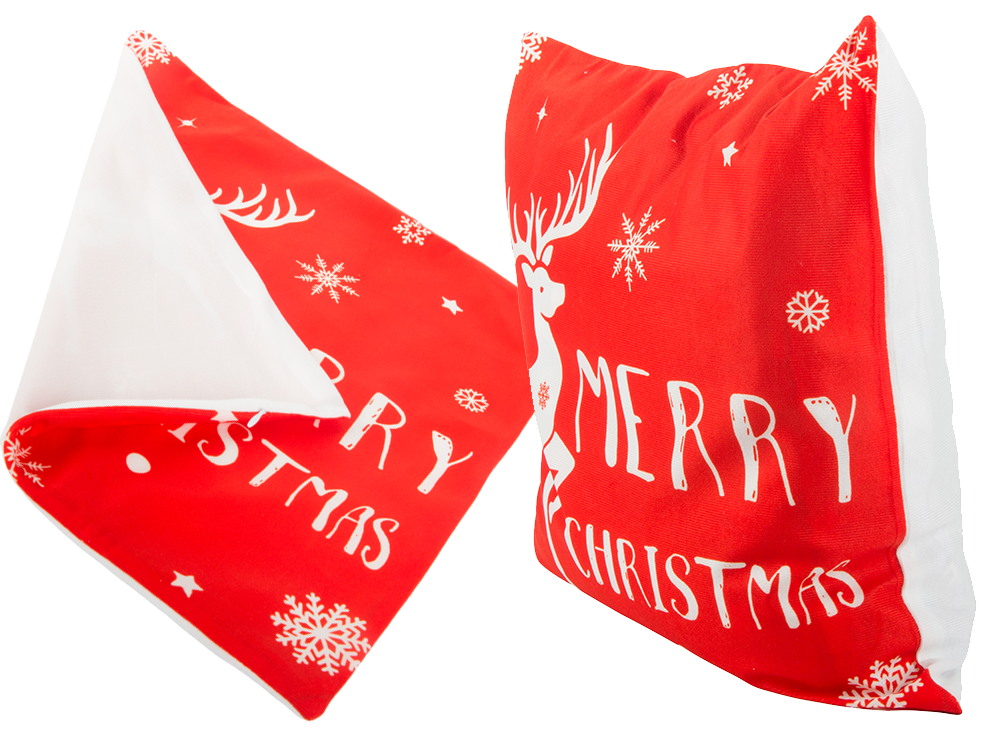 Ziemassvētku spilvena pārvalks 45x45 Ziemassvētkiem, ziemeļbriedis, sarkans