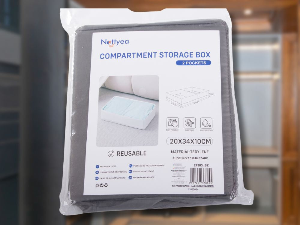 Apakšveļas atvilktņu organizators, drēbju un zeķu atvilktne ar atdalītāju, pelēka