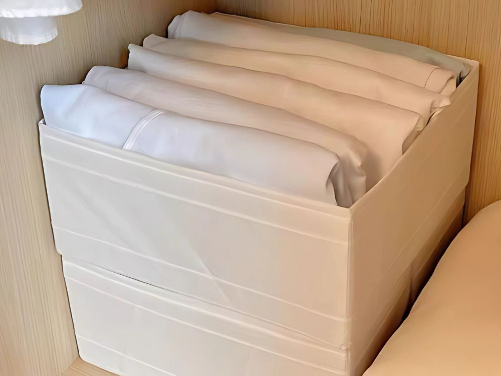 Tekstila organizators lina drēbēm un apaviem, atvilktne, balta