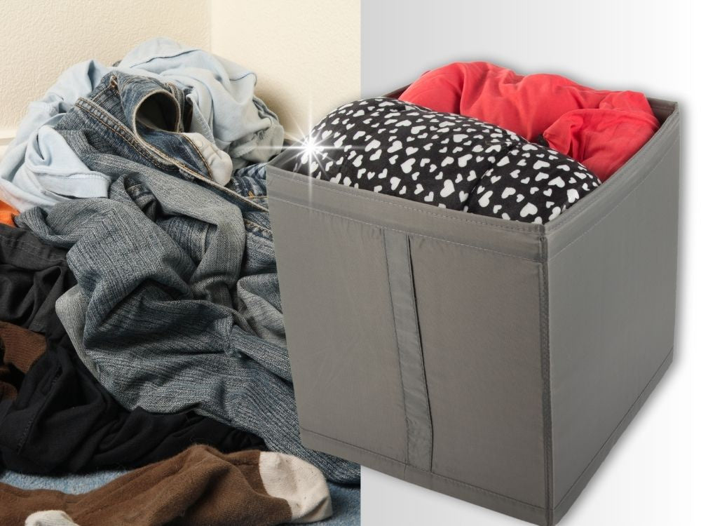 Organizatora kaste drēbēm, drēbju veļa, liels skapja konteiners