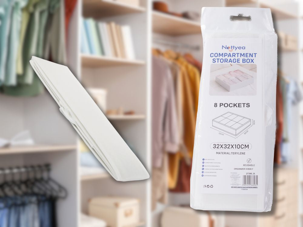 Apakšveļas organizators skapja atvilktnei ar 8 nodalījumiem