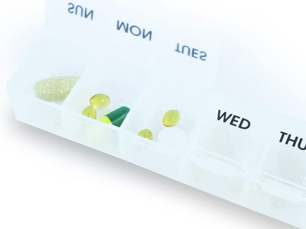 Medikamentu konteiners nedēļas medikamentu kasešu uztura bagātinātāju organizators 7 dienām