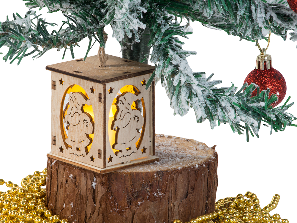 Koka piekaramā Ziemassvētku eglītes laternas apgaismojums Ziemassvētku rotājums Mikijs