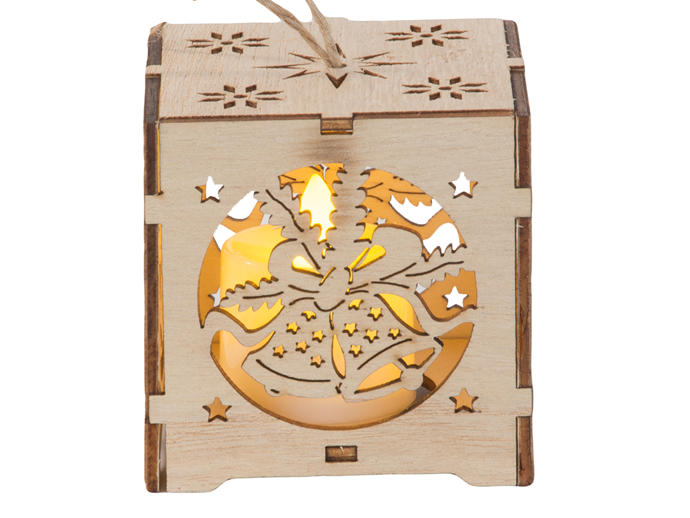 Koka piekaramā laterna Ziemassvētku eglītes apgaismojums Ziemassvētku rotājums zvaniņi