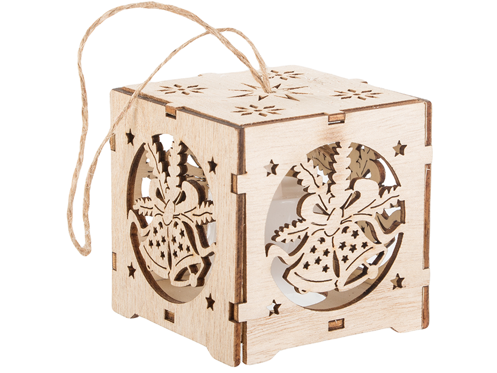 Koka piekaramā laterna Ziemassvētku eglītes apgaismojums Ziemassvētku rotājums zvaniņi