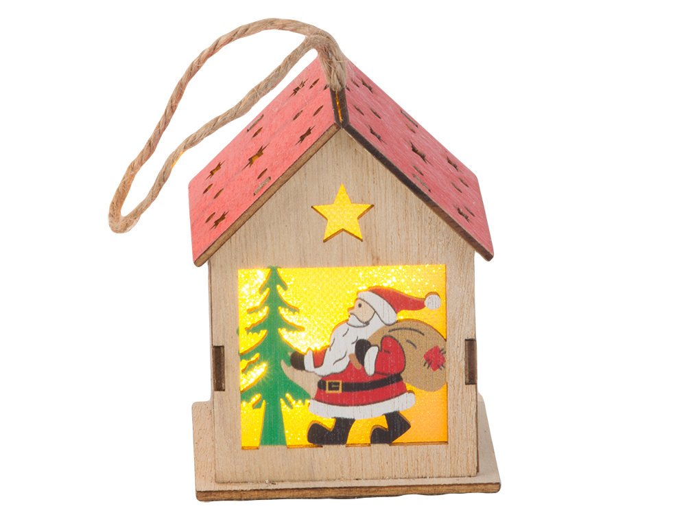 Koka piekaramā Ziemassvētku eglītes laternas apgaismojums Ziemassvētku rotājums Mikijs