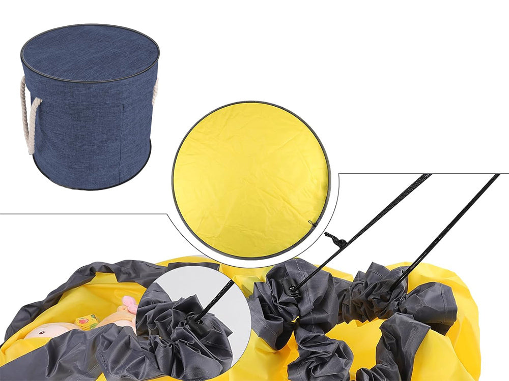 Rotaļu atkritumu klucīši ar paklājiņa organizatora maisiņu, rotaļu atkritumu tvertne ar vāka rokturiem