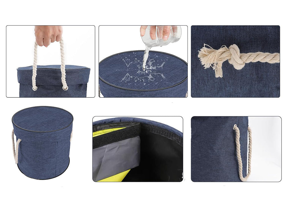 Rotaļu atkritumu klucīši ar paklājiņa organizatora maisiņu, rotaļu atkritumu tvertne ar vāka rokturiem