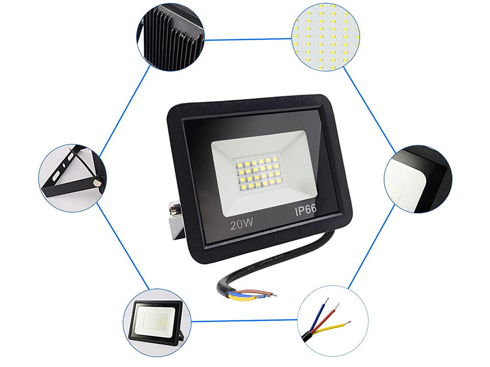 Prožektors halogēna LED prožektors 20W 6000K āra ūdensizturīgs IP66