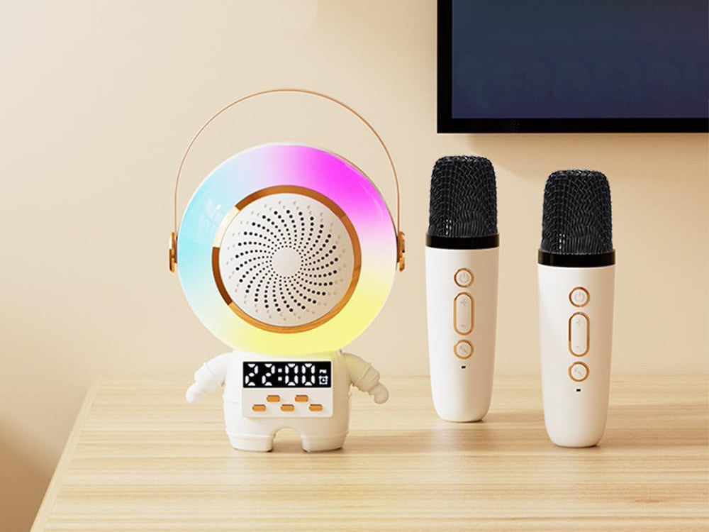 Bezvadu karaoke personālais komplekts Bluetooth skaļrunim + 2 mikrofoniem