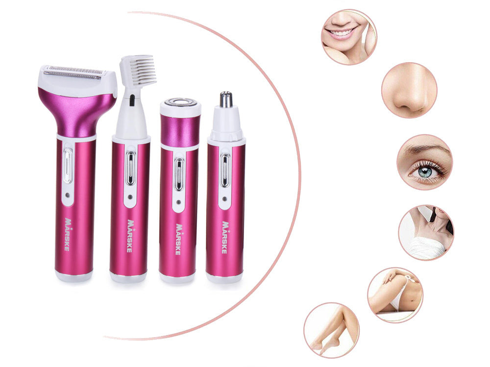 Depilators sieviešu ķermeņa skuveklis kāju trimmeris 4in1 maināmi uzgaļi USB