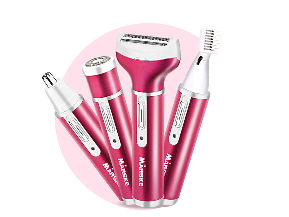 Depilators sieviešu ķermeņa skuveklis kāju trimmeris 4in1 maināmi uzgaļi USB