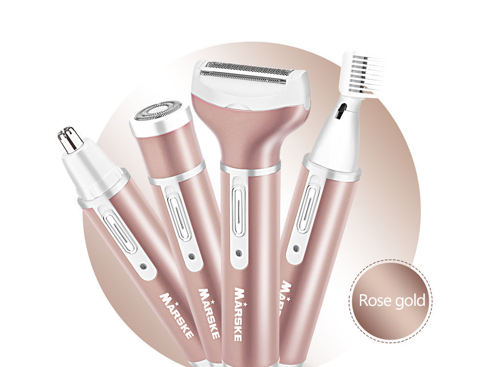 Depilators sieviešu ķermeņa skuveklis kāju trimmeris 4in1 maināmi uzgaļi USB