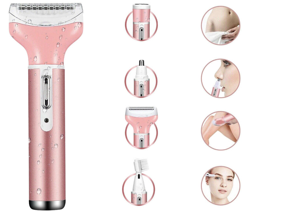 Depilators sieviešu ķermeņa skuveklis kāju trimmeris 4in1 maināmi uzgaļi USB