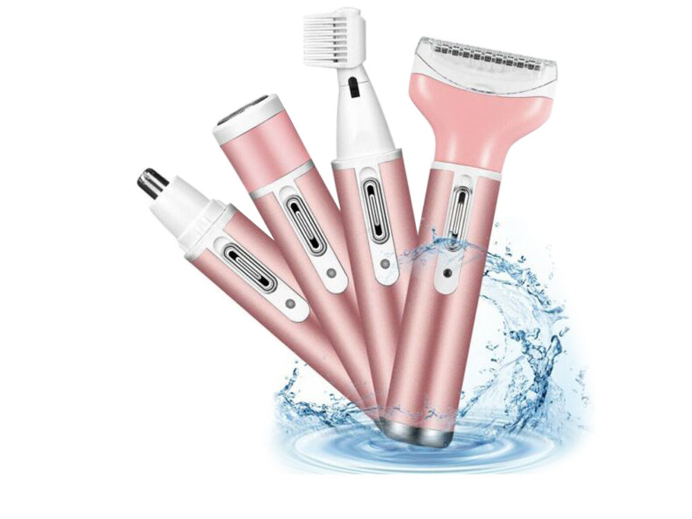 Depilators sieviešu ķermeņa skuveklis kāju trimmeris 4in1 maināmi uzgaļi USB
