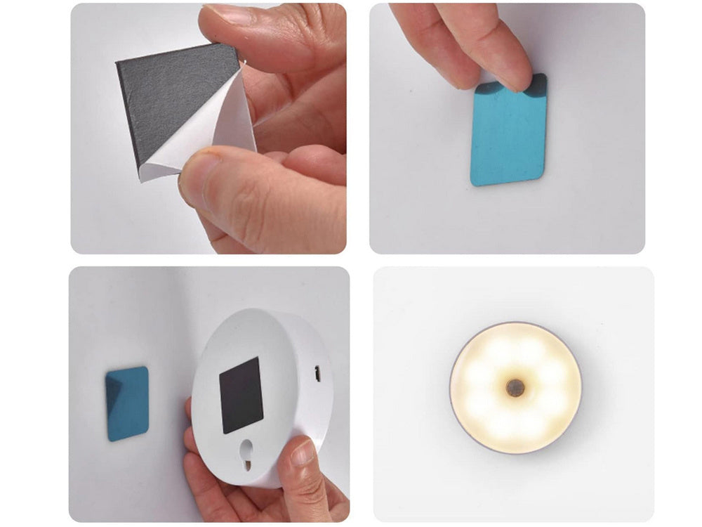 Pašlīmējoša LED lampa ar kustības sensora naktslampiņu no krēslas līdz rītausmai kāpnēm