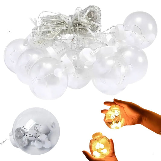 Gaismas aizkars, svētku vītne, bumba, dekorācija, 138 LED, siltas krāsas, IP44