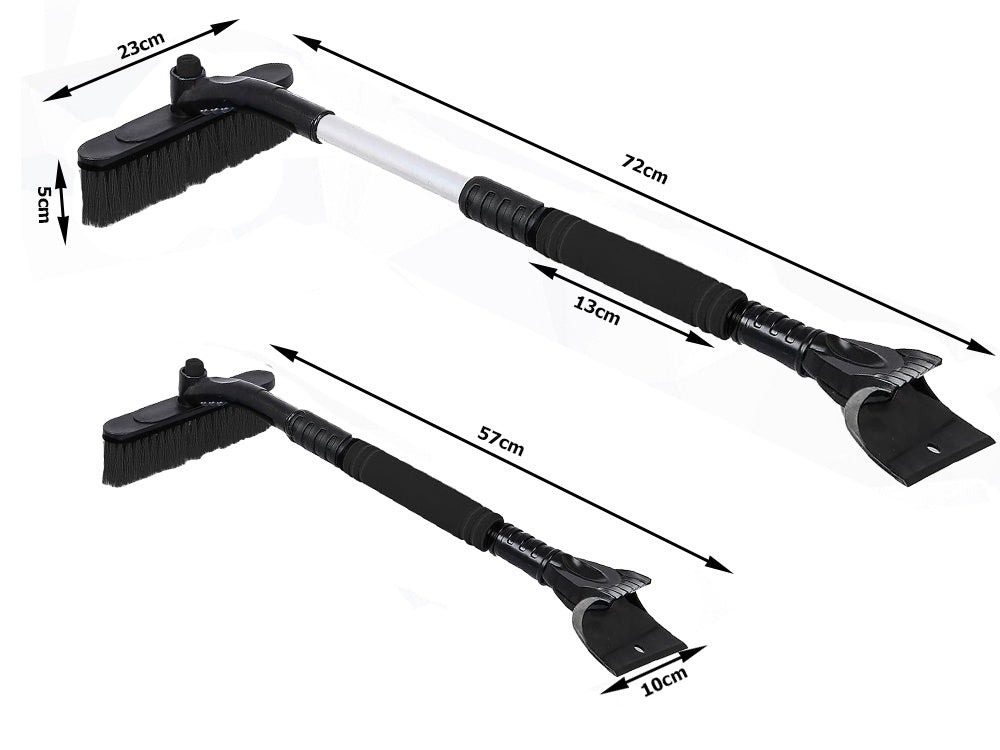 Teleskopiska skrāpju birste, salokāma, automašīnas logu sniega un ledus skrāpēšanai