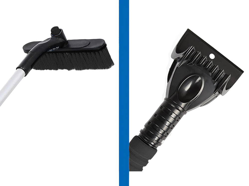 Teleskopiska skrāpju birste, salokāma, automašīnas logu sniega un ledus skrāpēšanai