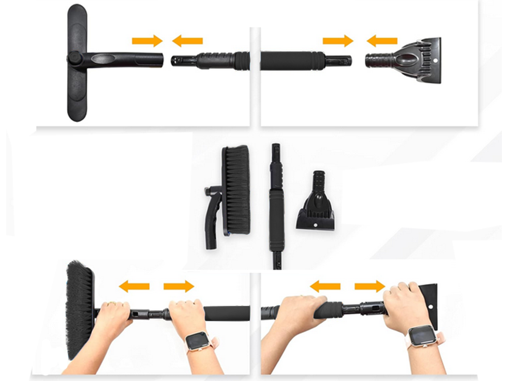 Teleskopiska skrāpju birste, salokāma, automašīnas logu sniega un ledus skrāpēšanai