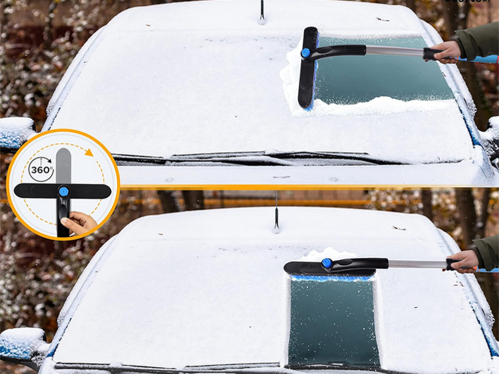 Teleskopiska skrāpju birste, salokāma, automašīnas logu sniega un ledus skrāpēšanai