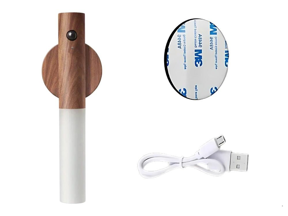 LED lampa ar siltu sienas lampu un kustību detektoru, pie sienas stiprināmu magnētu
