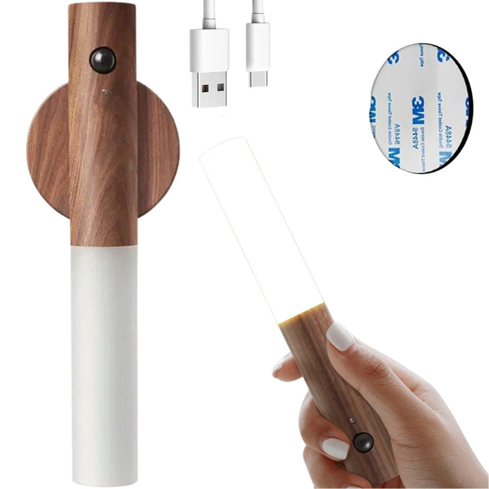 LED lampa ar siltu sienas lampu un kustību detektoru, pie sienas stiprināmu magnētu