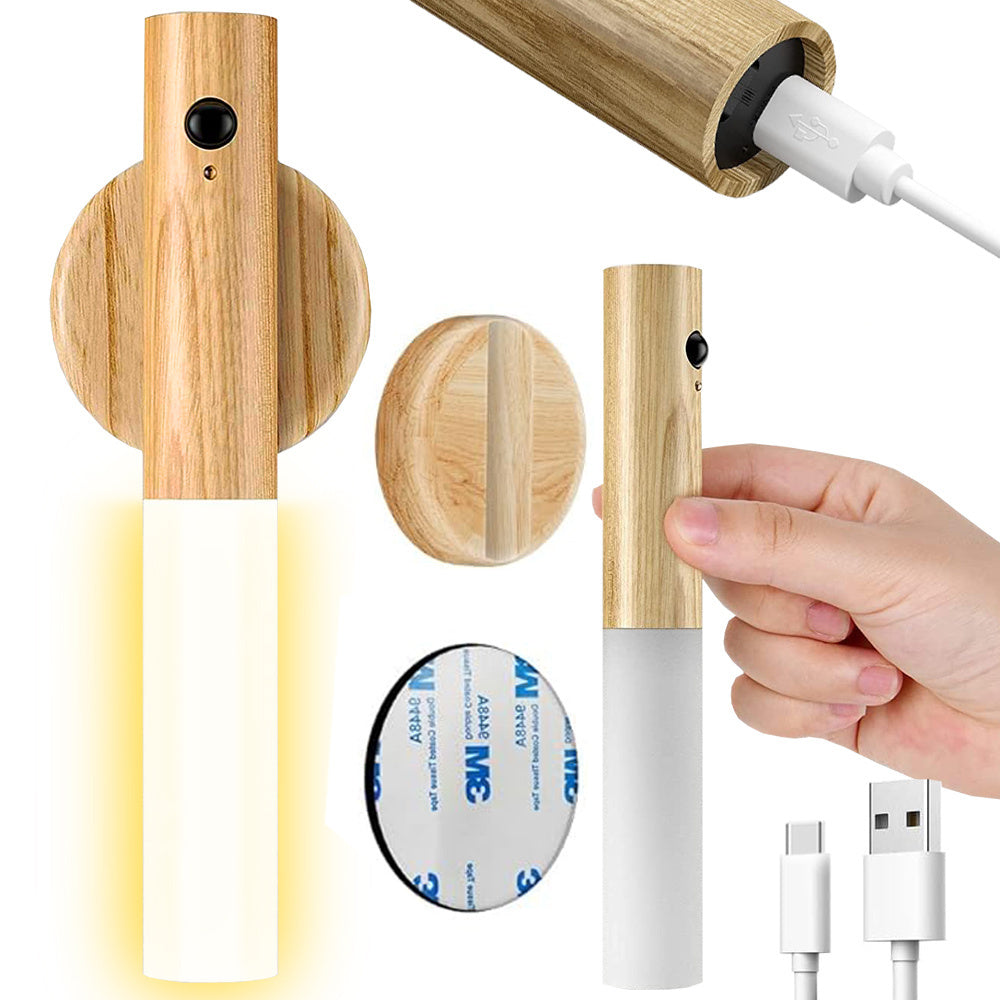 LED lampa ar siltu sienas lampu un kustību detektoru, pie sienas stiprināmu magnētu