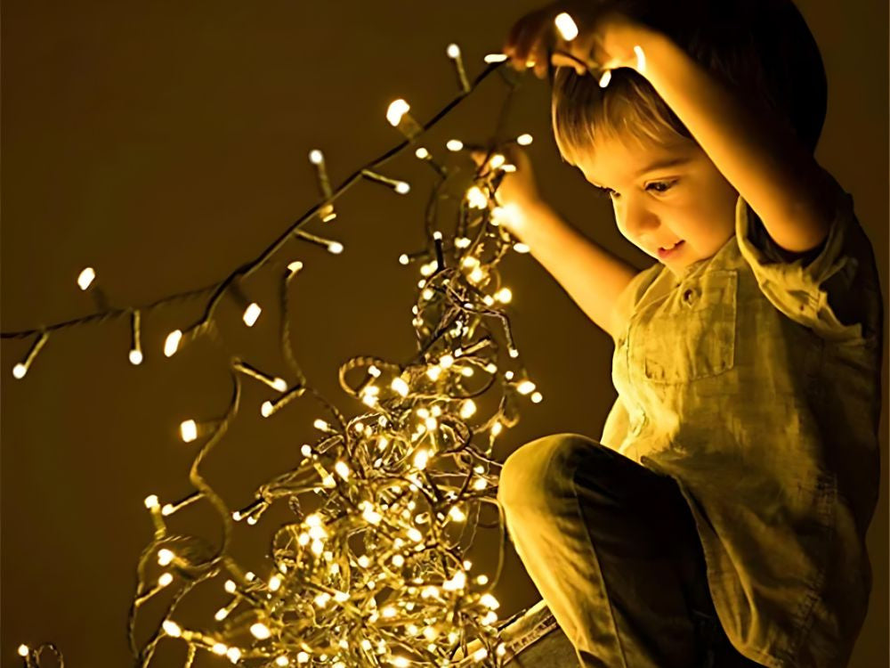 Ziemassvētku eglītes lampiņas iekštelpām, baltas, siltas, 500 LED gaismas, 7 programmas