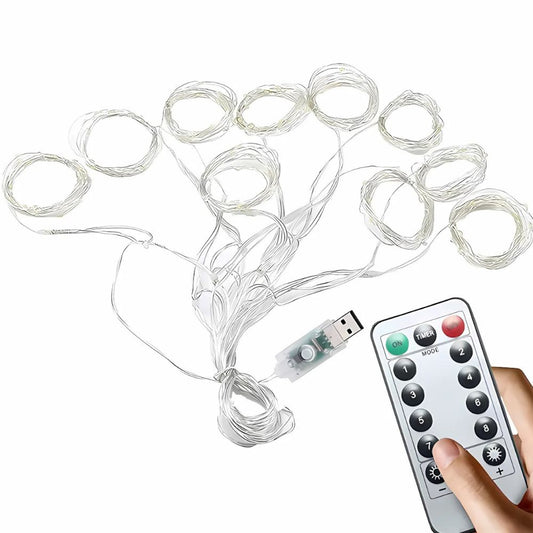 Gaismas svētku vītnes gaismas aizkars 300 LED iekštelpu silts USB