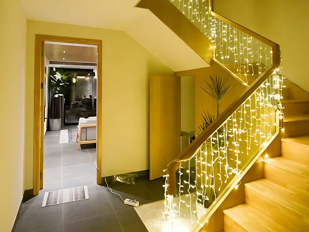 Gaismas svētku vītnes gaismas aizkars 300 LED iekštelpu silts USB